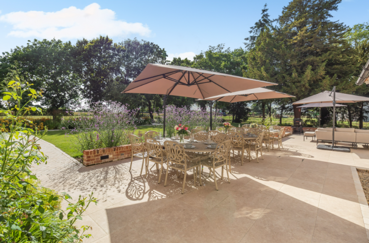 Patio with parasols